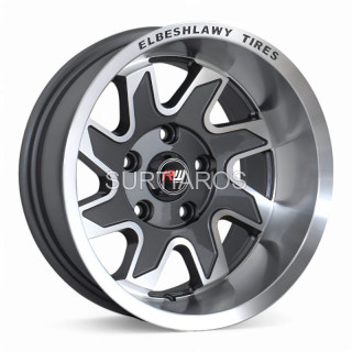 Aro 14x8" 5x114.3 ET-25 CB73.1 Gris Mate con Labio Pulido