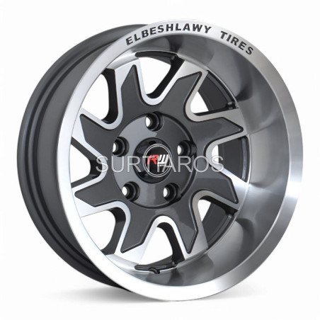 Aro 14x8" 5x114.3 ET-25 CB73.1 Gris Mate con Labio Pulido