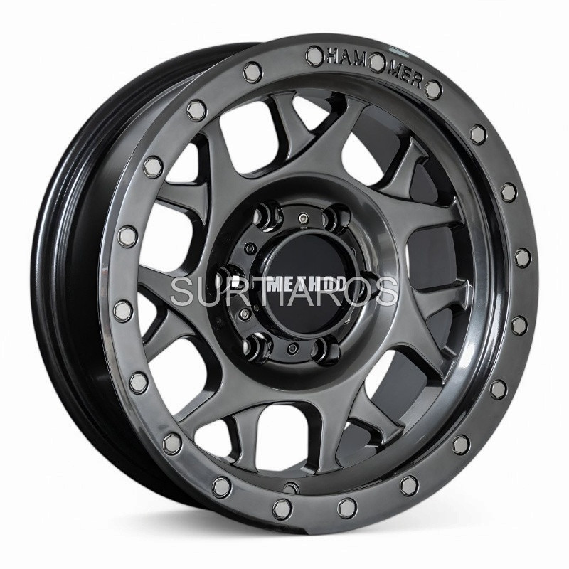 Aro 16x8.5" 6x139.7 ET0 CB110 Hiper Negro con Remaches