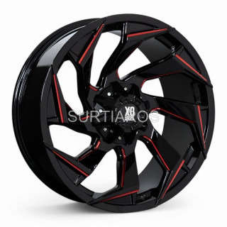 Aro 20x9" 6x139.7 ET-10 CB110 Negro Fresado con Detalle Rojo
