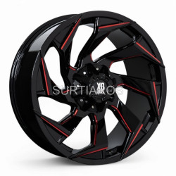 Aro 20x9" 6x139.7 ET-10 CB110 Negro Fresado con Detalle Rojo