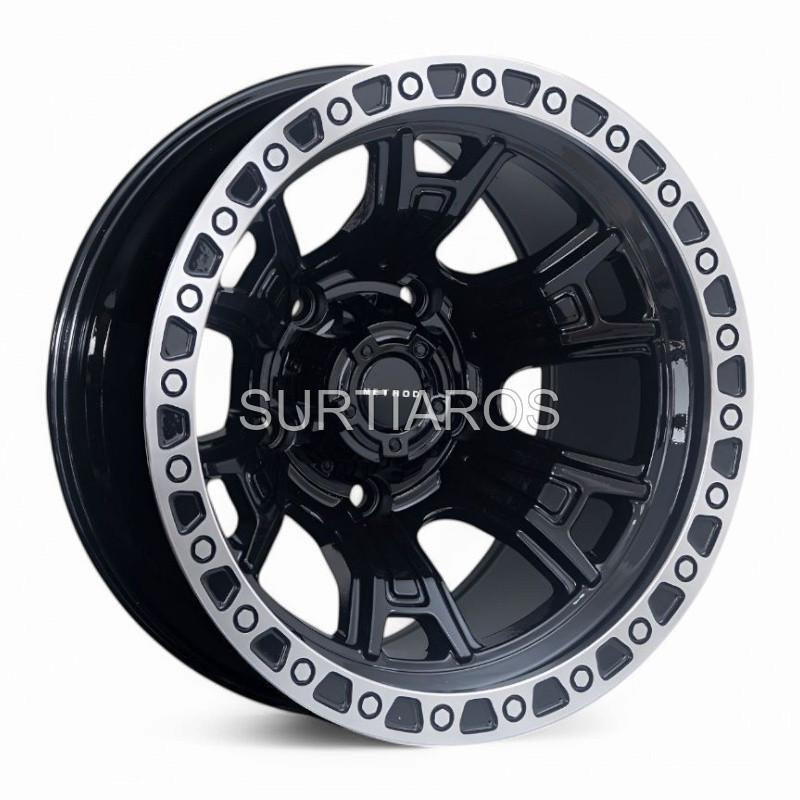 Aro 15x10" 5x139.7 ET-44 CB108.1 Negro Maquinado con Aro Pulido