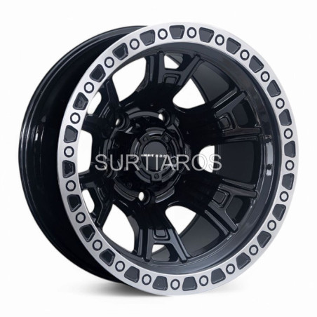 Aro 15x10" 5x139.7 ET-44 CB108.1 Negro Maquinado con Aro Pulido