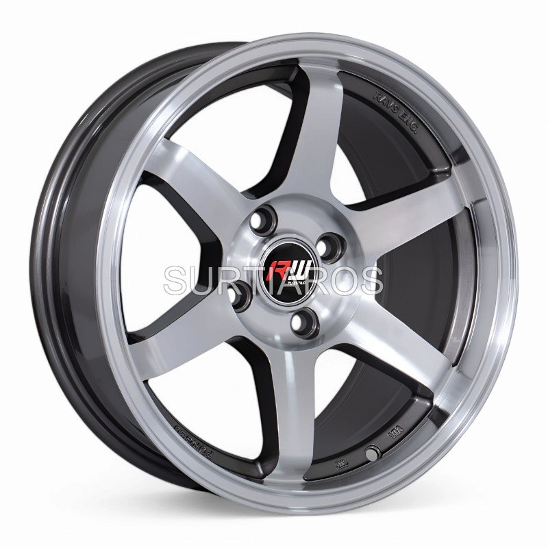 Aro 15x8" 4x100 ET30 CB73.1 Gris Oscuro Maquinado con Labio Pulido