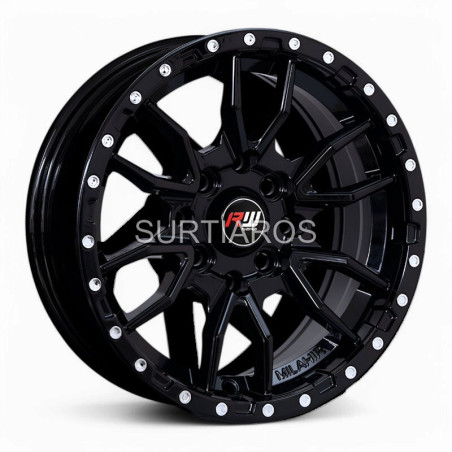 Aro 13x6" 8x100/114.3 ET15 CB73.1 Negro con Puntos Fresados