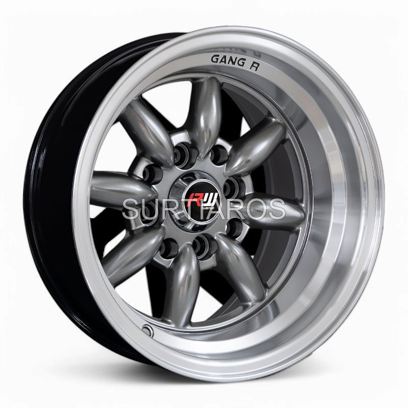 Aro 13x8" 8x100/114.3 ET-7 CB73.1 Hiper Negro con Labio Pulido