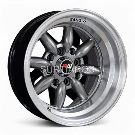 Aro 13x8" 8x100/114.3 ET-7 CB73.1 Hiper Negro con Labio Pulido