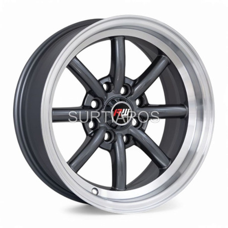 Aro 14x7" 8x100/114.3 ET10 CB73.1 Gris Oscuro con Labio Pulido