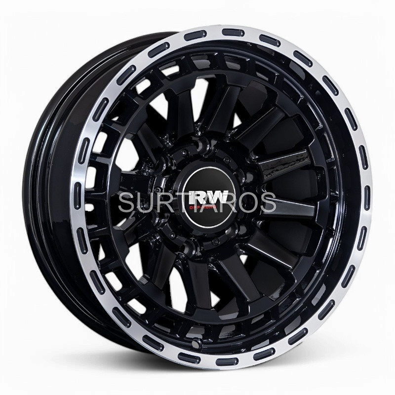 Aro 16x8" 6x139.7 ET0 CB110.1 Negro Brillante con Aro Pulido