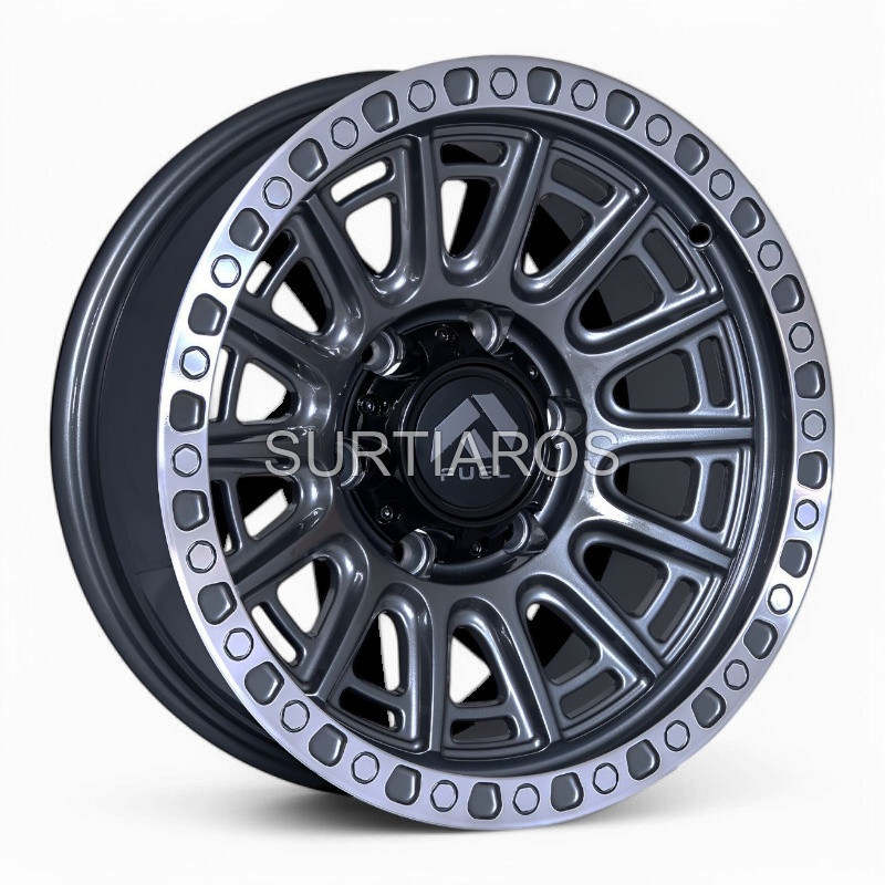 Aro 16x8" 6x139.7 ET0 CB110.1 Gris Oscuro Brillante con Aro Pulido