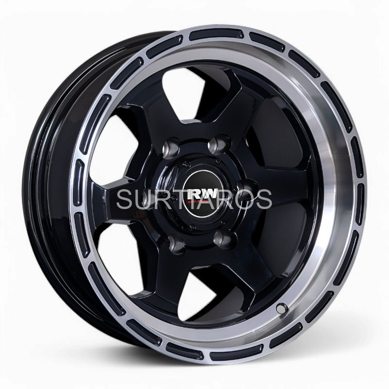 Aro 15x8" 6x139.7 ET-10 CB110.1 Negro Brillante con Labio Pulido