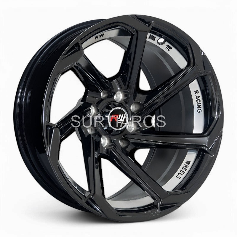 Aro 13x7" 8x100/114.3 ET0 CB73.1 Negro con Detalle Pulido