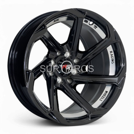 Aro 13x7" 8x100/114.3 ET0 CB73.1 Negro con Detalle Pulido