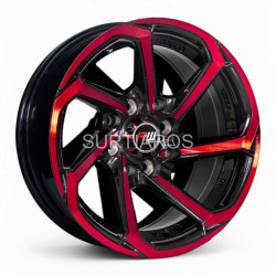 Aro 13x7" 8x100/114.3 ET0 CB73.1 Negro Maquinado Rojo