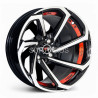 Aro 13x7" 8x100/114.3 ET0 CB73.1 Negro Maquinado con Detalle Rojo