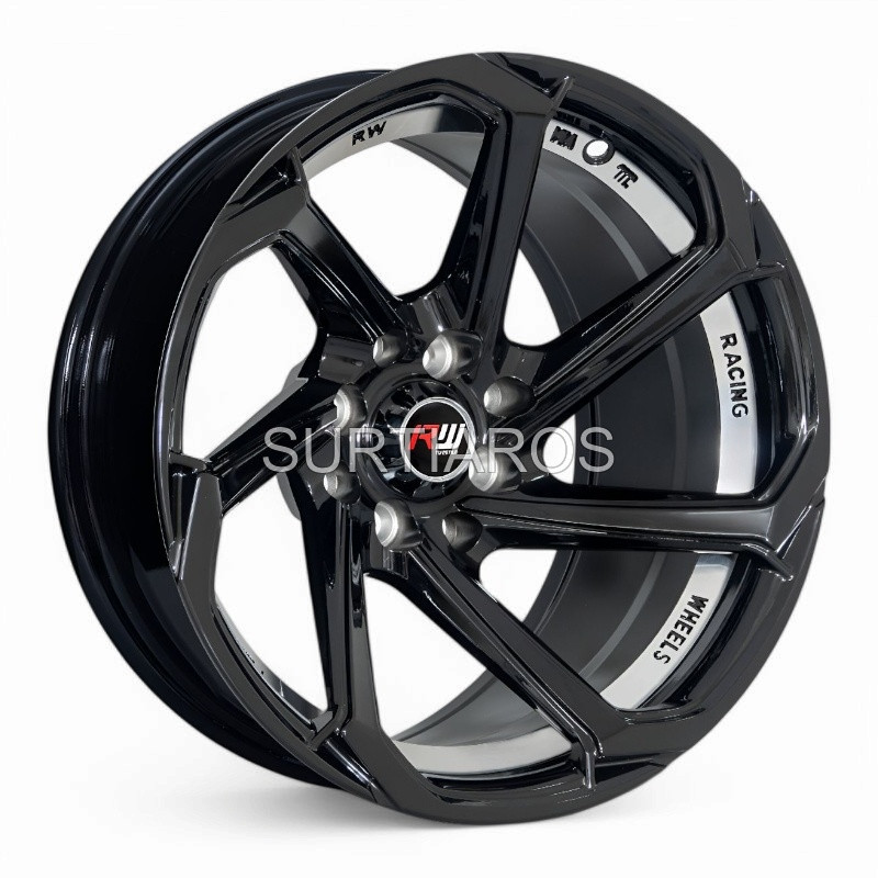 Aro 15x8" 8x100/114.3 ET-10 CB73.1 Negro con Detalle Pulido
