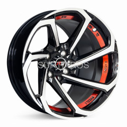 Aro 15x8" 8x100/114.3 ET-10 CB73.1 Negro Maquinado con Detalle Rojo