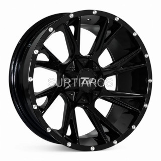 Aro 20x10" 12x135/139.7 ET-12 CB106.2 Negro Fresado con Puntos
