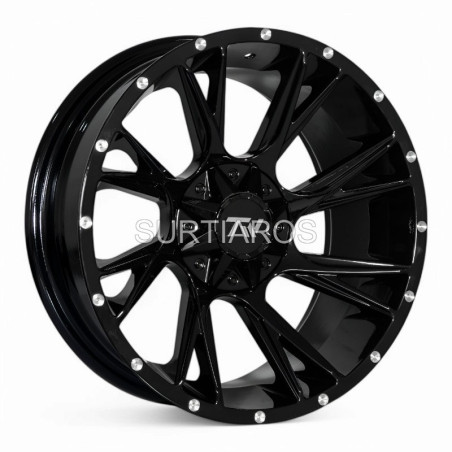 Aro 20x10" 12x135/139.7 ET-12 CB106.2 Negro Fresado con Puntos
