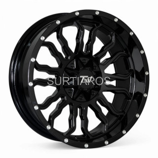 Aro 20x10" 12x135/139.7 ET-12 CB106.2 Negro Fresado con Puntos