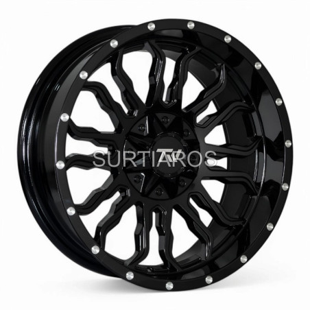 Aro 20x10" 12x135/139.7 ET-12 CB106.2 Negro Fresado con Puntos