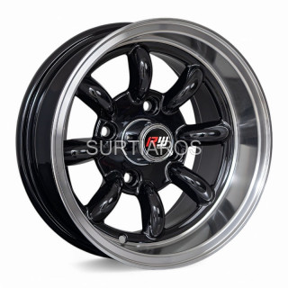 Aro 13x7" 4x114.3 ET-7 CB73.1 Negro Brillante con Labio Pulido