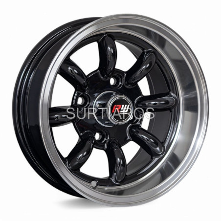 Aro 13x7" 4x114.3 ET-7 CB73.1 Negro Brillante con Labio Pulido