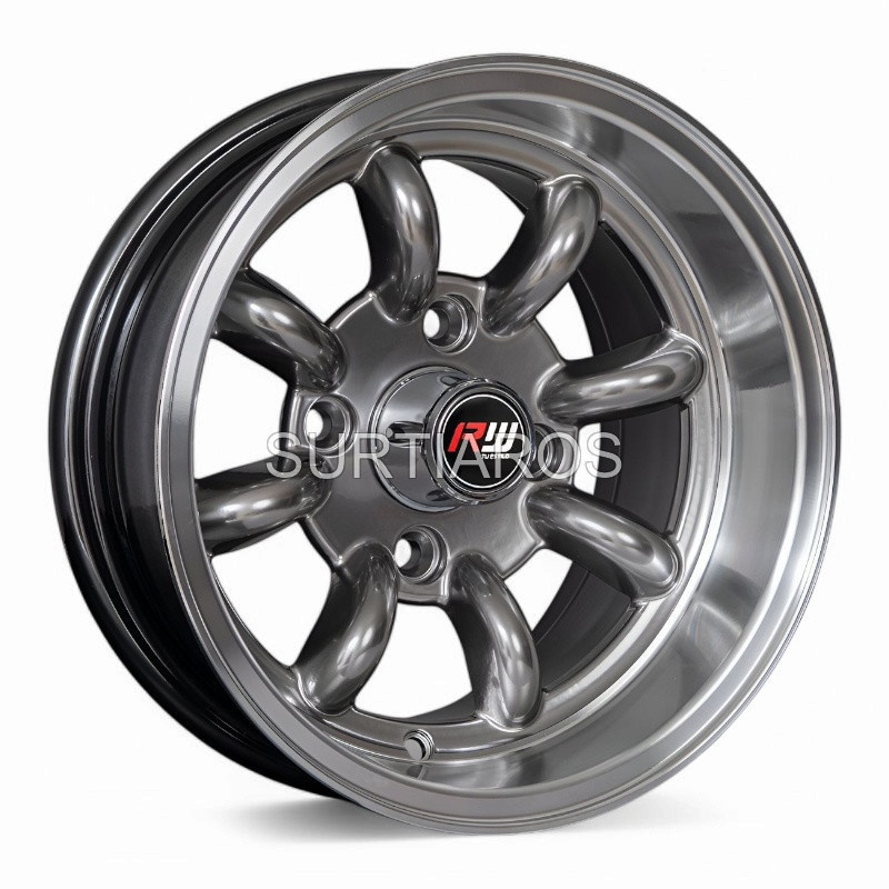 Aro 13x7" 4x114.3 ET-7 CB73.1 Hiper Negro con Labio Pulido