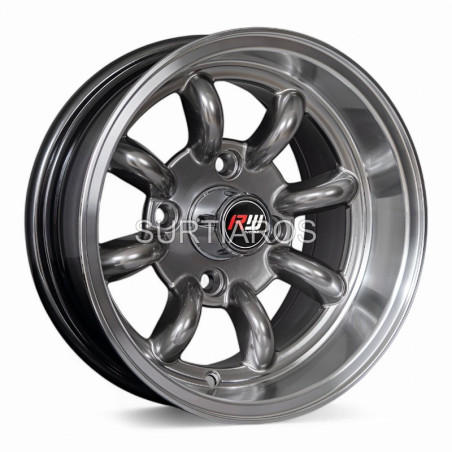 Aro 13x7" 4x114.3 ET-7 CB73.1 Hiper Negro con Labio Pulido