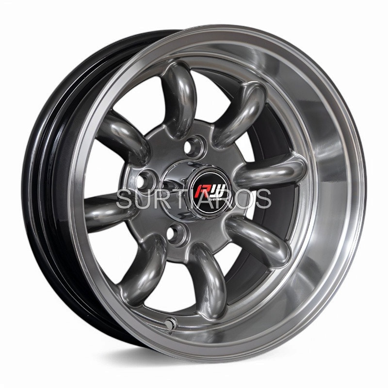 Aro 13x7" 4x100 ET-7 CB73.1 Hiper Negro con Labio Pulido