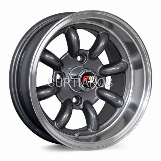 Aro 13x7" 4x114.3 ET-7 CB73.1 Gris Oscuro con Labio Pulido