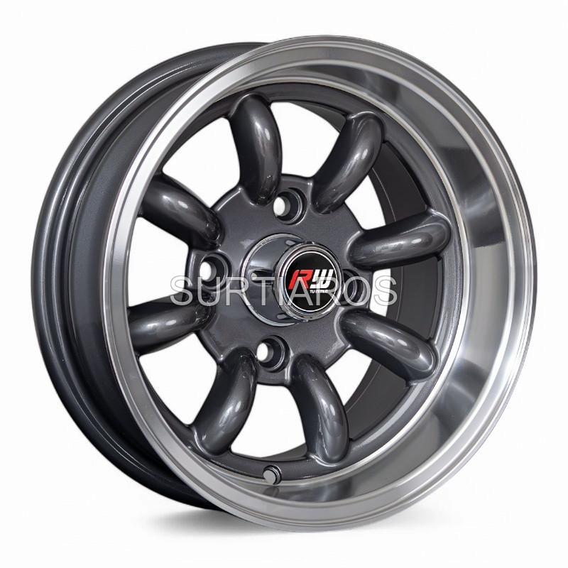 Aro 13x7" 4x114.3 ET-7 CB73.1 Gris Oscuro con Labio Pulido