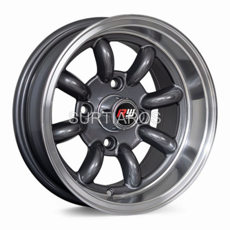 Aro 13x7" 4x114.3 ET-7 CB73.1 Gris Oscuro con Labio Pulido