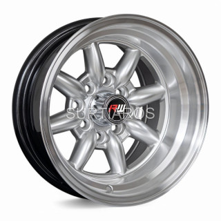 Aro 13x8" 8x100/114.3 ET-7 CB73.1 Hiper Plateado con Labio Pulido