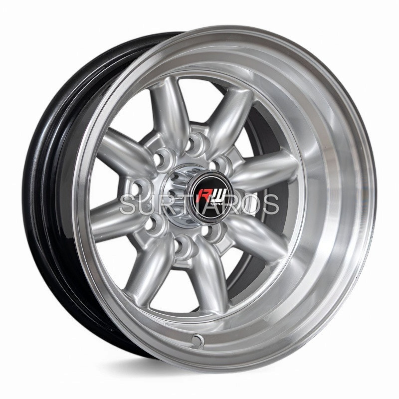 Aro 13x8" 8x100/114.3 ET-7 CB73.1 Hiper Plateado con Labio Pulido