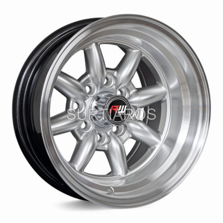 Aro 13x8" 8x100/114.3 ET-7 CB73.1 Hiper Plateado con Labio Pulido