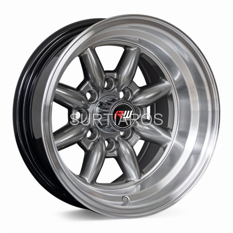 Aro 13x8" 8x100/114.3 ET-7 CB73.1 Hiper Negro con Labio Pulido