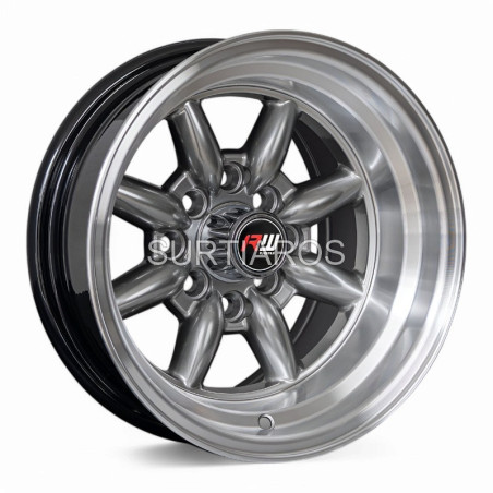 Aro 13x8" 8x100/114.3 ET-7 CB73.1 Hiper Negro con Labio Pulido