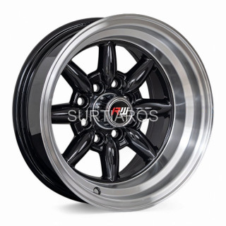 Aro 13x8" 8x100/114.3 ET-7 CB73.1 Negro con Labio Pulido