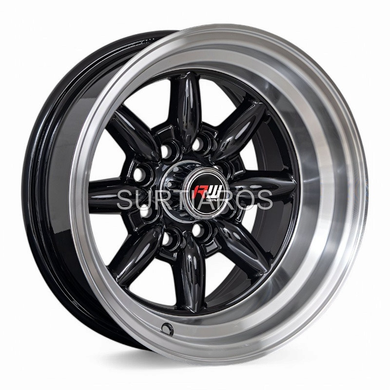 Aro 13x8" 8x100/114.3 ET-7 CB73.1 Negro con Labio Pulido