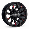 Aro 17x9" 6x139.7 ET0 CB110.1 Negro Fresado con Detalle Rojo