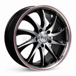 Aro 18x8" 5x120 ET35 CB67.1 Negro Maquinado con Línea Roja y Labio Pulido
