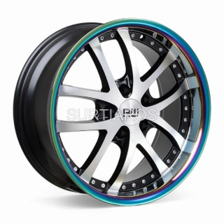 Aro 18x8.5" 5x120 ET35 CB73.1 Negro Maquinado con Labio Arcoíris