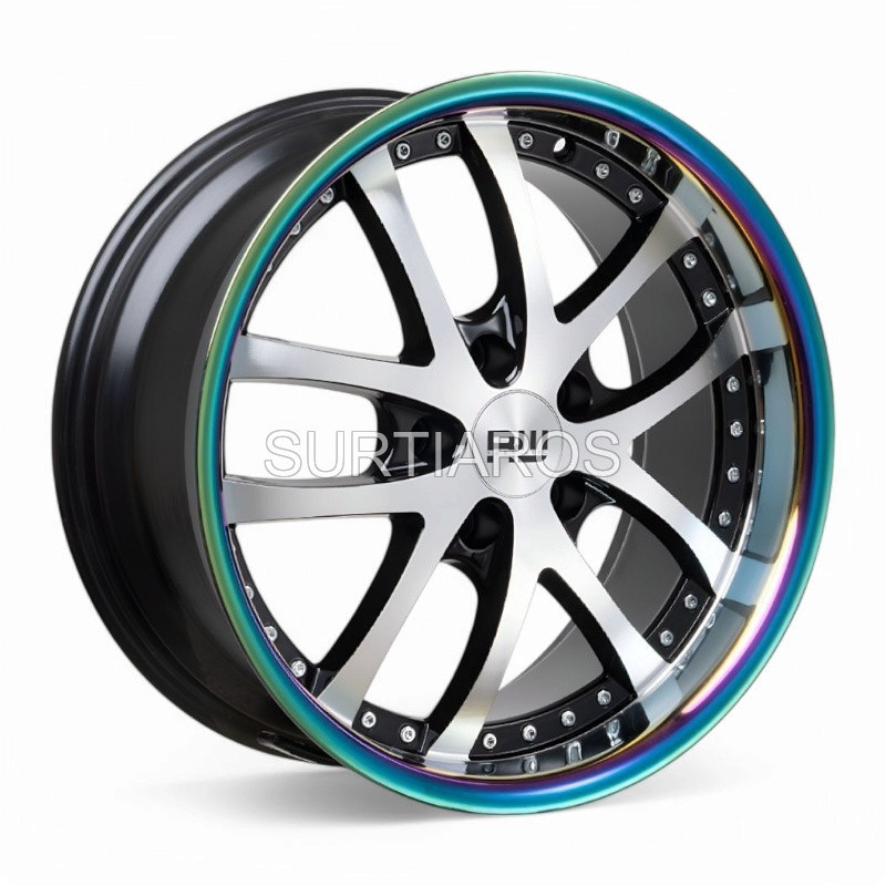 Aro 18x8.5" 5x120 ET35 CB73.1 Negro Maquinado con Labio Arcoíris