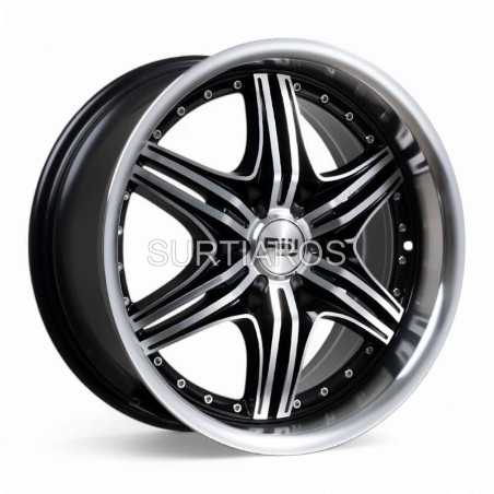 Aro 17x8" 6x139.7 ET20 CB108 Negro Maquinado con Labio Pulido y Remaches