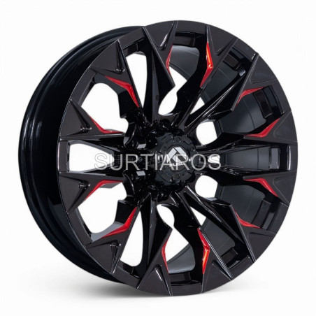 Aro 20x9" 6x139.7 ET0 CB110.1 Fresado Rojo