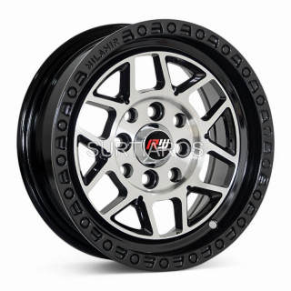Aro 13x6" 8x100/114.3 ET15 CB73.1 Negro Maquinado con Aro Pulido