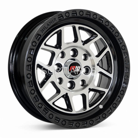Aro 13x6" 8x100/114.3 ET15 CB73.1 Negro Maquinado con Aro Pulido