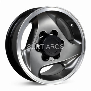 Aro 16x8" 6x139.7 ET5 CB110.5 Hiper Negro con Labio Pulido