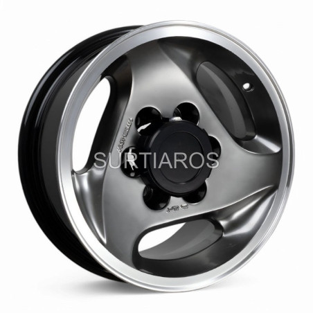 Aro 16x8" 6x139.7 ET5 CB110.5 Hiper Negro con Labio Pulido
